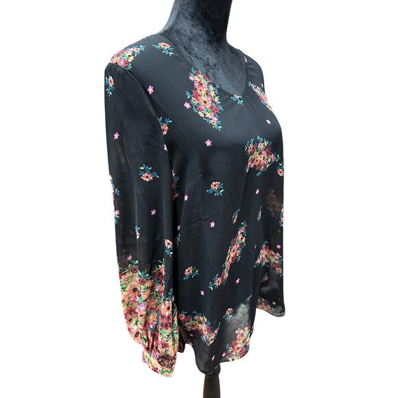 Cabi Top Pullover Sheer Black Floral Long Sleeve Whimsygoth Dark Witchy M - Picture 2 of 9